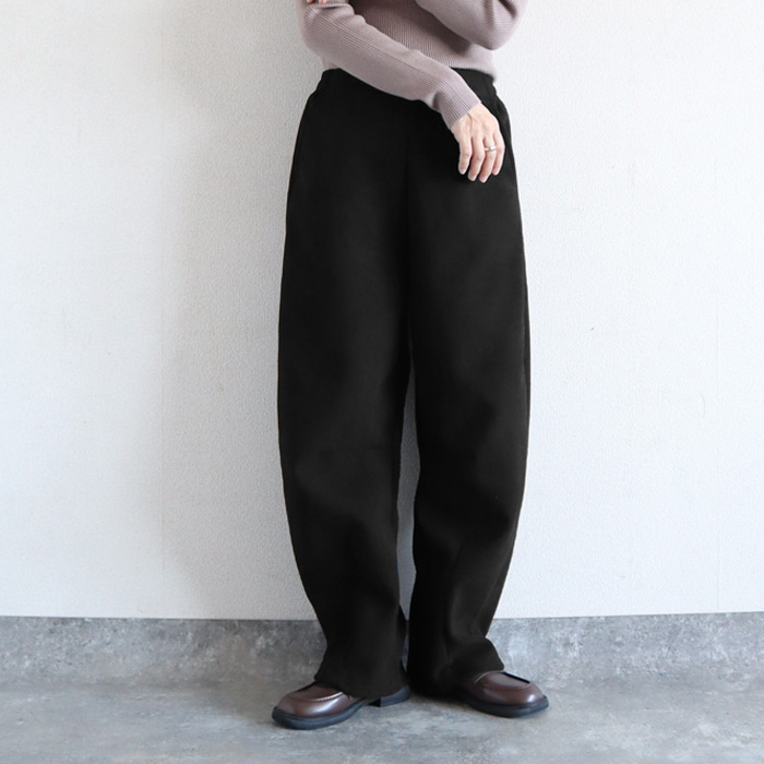 ボトムス レディース カーブパンツ 秋 冬 白 黒 おしゃれ 裏起毛 裏ボア 極暖 あったか 暖か ウエストゴム ウエスト紐付き[郵3]^b507^ | uricca | 01