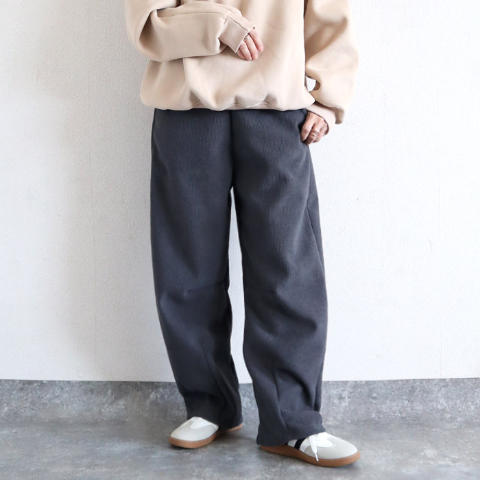 ボトムス レディース カーブパンツ 秋 冬 白 黒 おしゃれ 裏起毛 裏ボア 極暖 あったか 暖か ウエストゴム ウエスト紐付き[郵3]^b507^ | uricca | 02