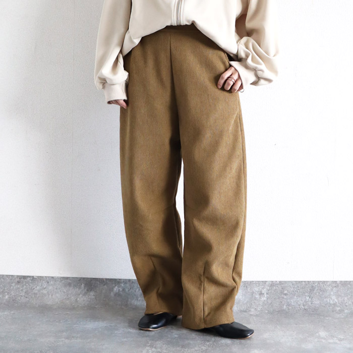 ボトムス レディース カーブパンツ 秋 冬 白 黒 おしゃれ 裏起毛 裏ボア 極暖 あったか 暖か ウエストゴム ウエスト紐付き[郵3]^b507^ | uricca | 05