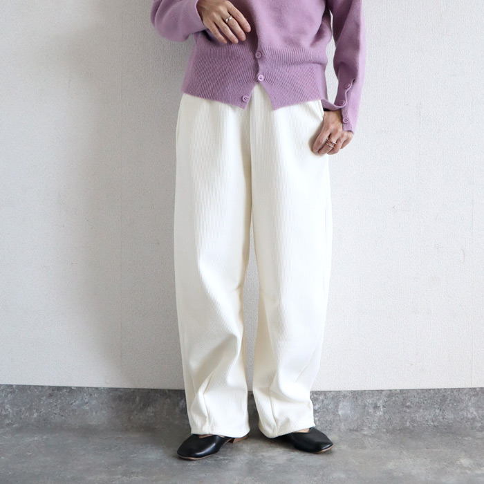 ボトムス レディース カーブパンツ 秋 冬 白 黒 おしゃれ 裏起毛 裏ボア 極暖 あったか 暖か ウエストゴム ウエスト紐付き[郵3]^b507^ | uricca | 07