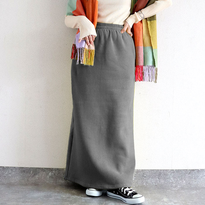 2392円 クーポンで！ スカート タイトスカート ロング レディース 秋 冬 黒 おしゃれ かわいい 30代 40代 50代 スウェット ナロー Iライン 極暖 [郵3]^b508^ | uricca | 02