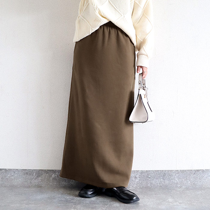 2392円 クーポンで！ スカート タイトスカート ロング レディース 秋 冬 黒 おしゃれ かわいい 30代 40代 50代 スウェット ナロー Iライン 極暖 [郵3]^b508^ | uricca | 05