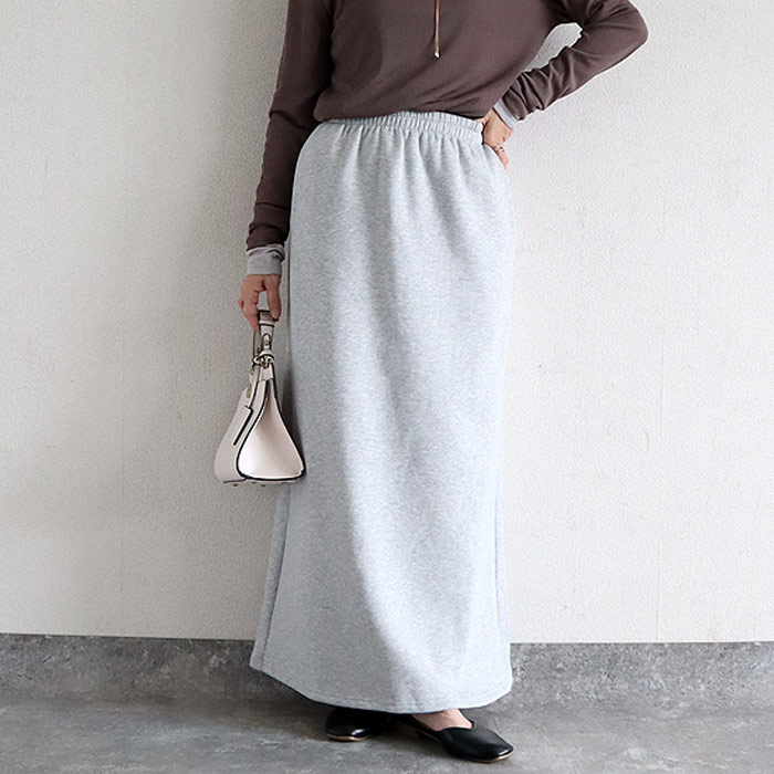 2392円 クーポンで！ スカート タイトスカート ロング レディース 秋 冬 黒 おしゃれ かわいい 30代 40代 50代 スウェット ナロー Iライン 極暖 [郵3]^b508^ | uricca | 03