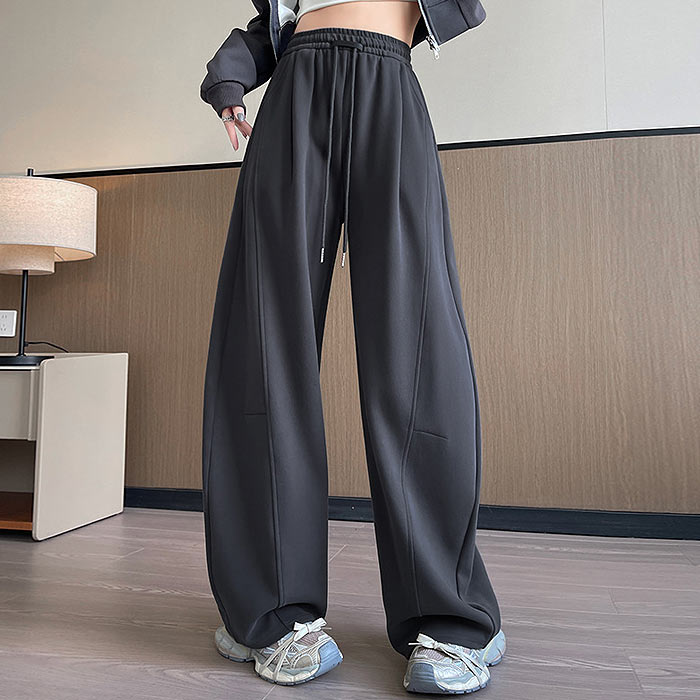 パンツ カーブパンツ スウェットパンツ レディース 秋 冬 黒 白 ハイウエスト ワイドレッグ 大きいサイズ 裏起毛 あったか 保温 極暖 [郵3]^b510^ | uricca | 04