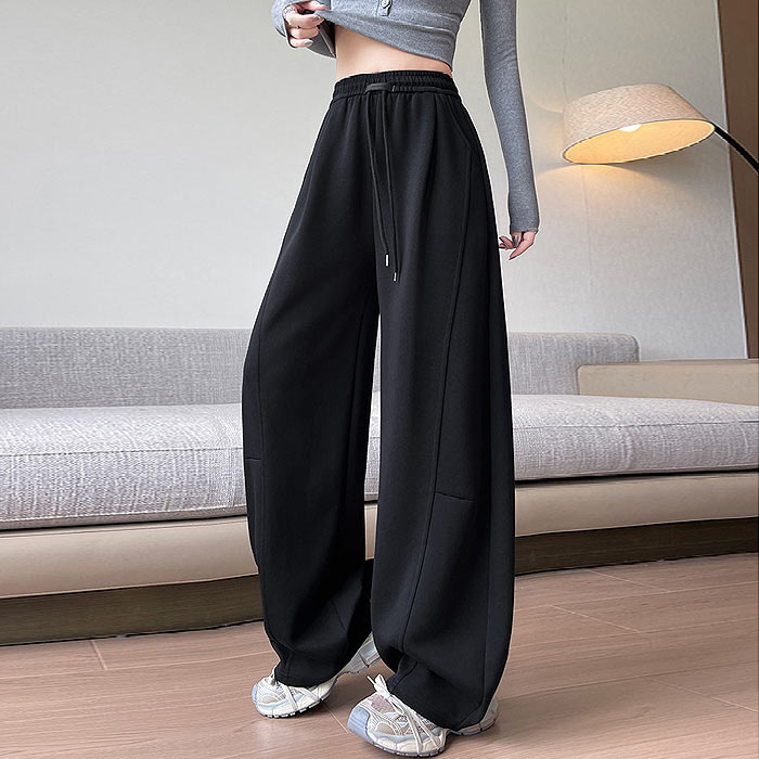 パンツ カーブパンツ バレルレッグ スウェットパンツ レディース 春 夏 秋 黒 白 ハイウエスト 大きいサイズ 選べる丈 [郵3]^b510^ | uricca | 19