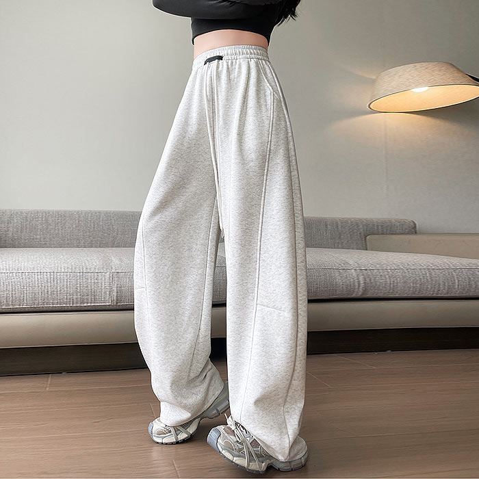 パンツ カーブパンツ スウェットパンツ レディース 秋 冬 黒 白 ハイウエスト ワイドレッグ 大きいサイズ 裏起毛 あったか 保温 極暖 [郵3]^b510^ | uricca | 10