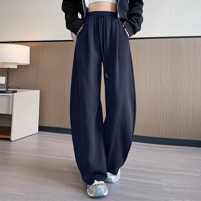 パンツ カーブパンツ スウェットパンツ レディース 秋 冬 黒 白 ハイウエスト ワイドレッグ 大きいサイズ 裏起毛 あったか 保温 極暖 [郵3]^b510^ | uricca | 13