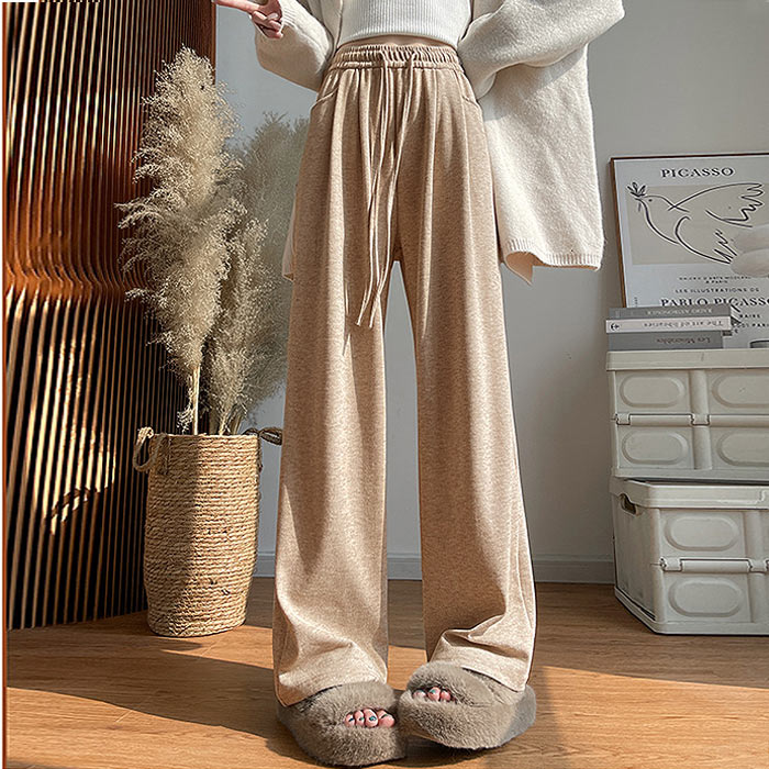 1791円 クーポンで！ ボトムス レディース ワイドパンツ 裏起毛 スウェット 春 秋 冬 黒 白 おしゃれ 無地 あったか ゆったり 楽ちん [郵3]^b515^爆買 | uricca | 15