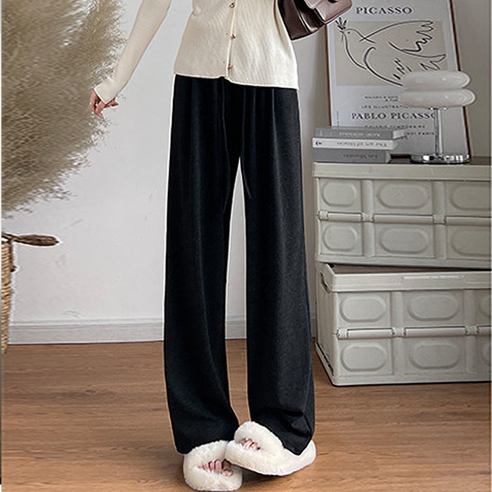 1791円 クーポンで！ ボトムス レディース ワイドパンツ 裏起毛 スウェット 春 秋 冬 黒 白 おしゃれ 無地 あったか ゆったり 楽ちん [郵3]^b515^爆買 | uricca | 09