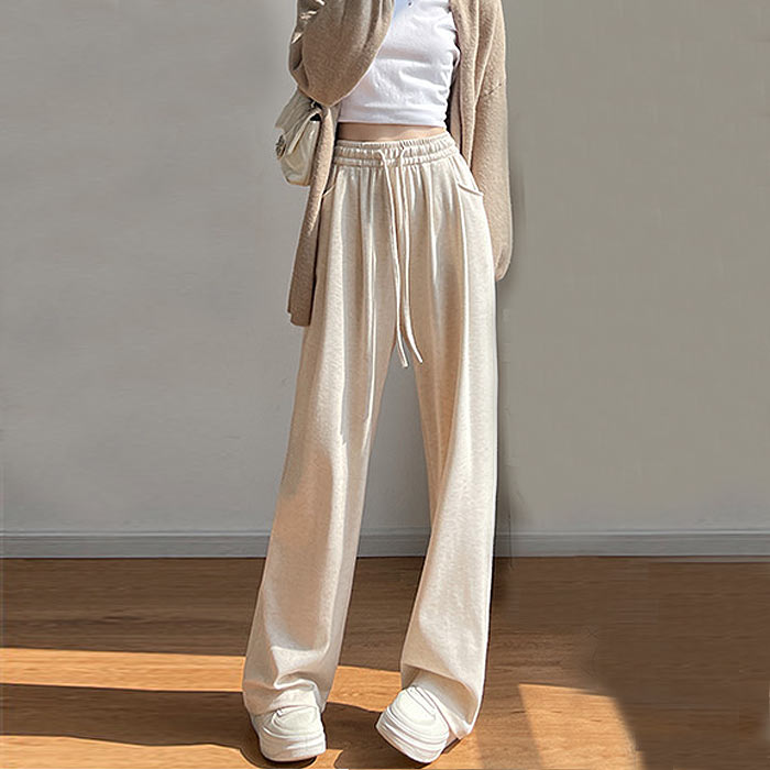 1791円 クーポンで！ ボトムス レディース ワイドパンツ 裏起毛 スウェット 春 秋 冬 黒 白 おしゃれ 無地 あったか ゆったり 楽ちん [郵3]^b515^爆買 | uricca | 05