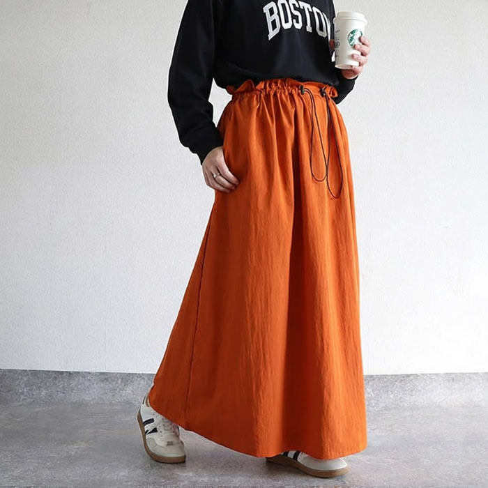 スカート レディース フレアスカート ボトムス 選べる丈 おしゃれ ウエストゴム 楽ちん シワになりにくい 高身長 低身長 シャリ感 春 夏 [郵2]^b516^ | uricca | 04