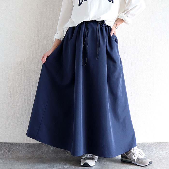 スカート レディース フレアスカート ボトムス 選べる丈 おしゃれ ウエストゴム 楽ちん シワになりにくい 高身長 低身長 シャリ感 春 夏 [郵2]^b516^ | uricca | 03