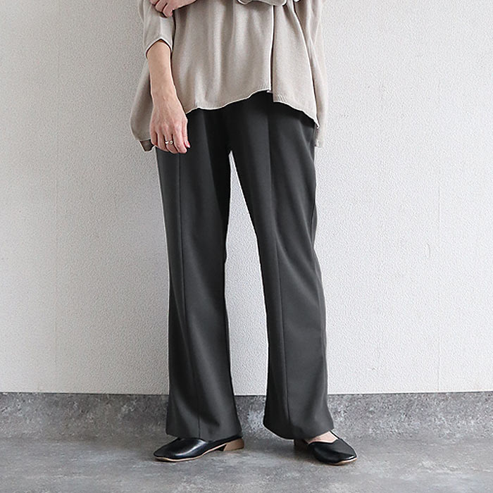 パンツ レディース セミフレア ボトムス 選べる丈 脚長効果 センターライン ウエストゴム 楽ちん シワになりにくい 高身長 低身長  春 夏 [郵2]^b517^爆買 | uricca | 02