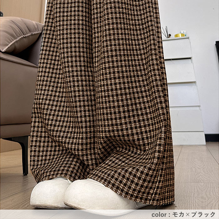 2691円 クーポンで！ ボトムス レディース ワイドパンツ フランネル チェック柄 冬 黒 白  裏起毛 極暖 あったか おしゃれ かわいい カジュアル [郵3]^b519^ | uricca | 23