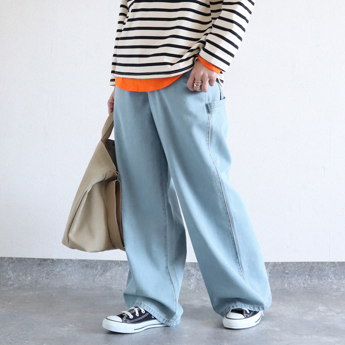 デニム パンツ レディース ペインターパンツ ボトムス 春 夏 秋 Gパン ハンマーループ メンズライク おしゃれ かわいい ウエストゴム [郵3]^b521^ | uricca | 01