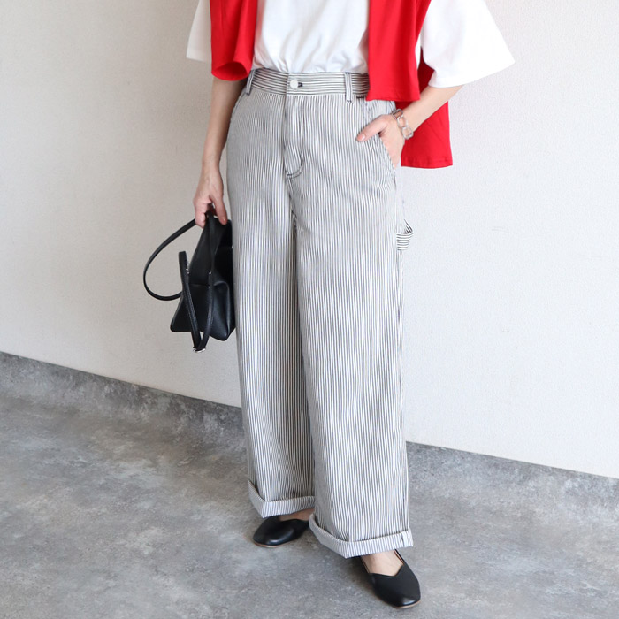 デニム パンツ レディース ペインターパンツ ボトムス 春 夏 秋 Gパン ハンマーループ メンズライク おしゃれ かわいい ウエストゴム [郵3]^b521^ | uricca | 04