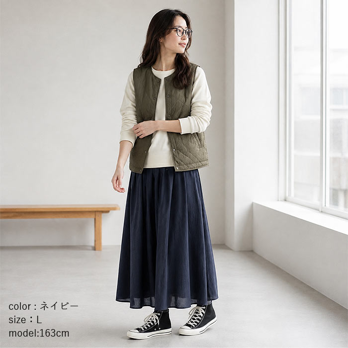 【タイムセール】 フレア スカート ギャザー レディース 黒 白 ロング マキシ丈 ウエストゴム 麻タッチ リネンライク おしゃれ チェック 柄 春 夏 ^b522^ | uricca | 22