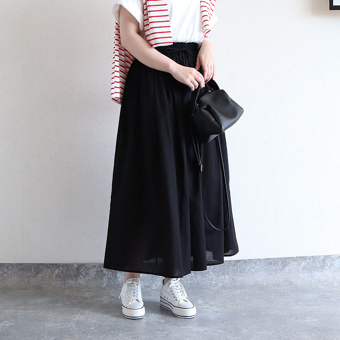 フレア スカート ギャザースカート レディース 春 夏 黒 白 ロング マキシ丈 ウエストゴム おしゃれ かわいい チェック 柄 [郵3]^b522^ | uricca | 01