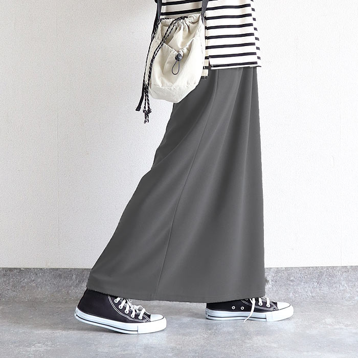 スカート レディース Iライン 春 夏 秋 黒 おしゃれ かわいい 無地 ウエストゴム ゆったり 楽ちん 伸びる ストレッチ ナロースカート ボトムス [郵3]^b523^ | uricca | 02