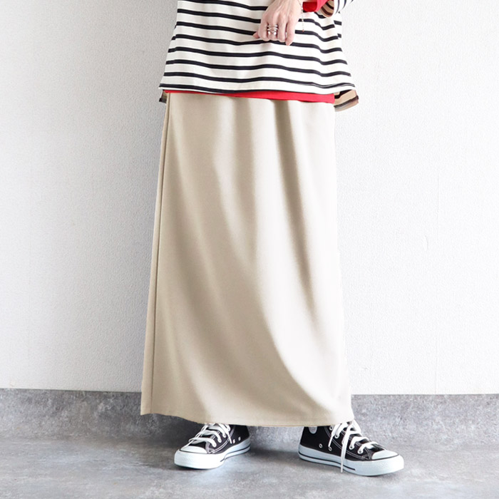 スカート レディース Iライン 春 夏 秋 黒 おしゃれ かわいい 無地 ウエストゴム ゆったり 楽ちん 伸びる ストレッチ ナロースカート ボトムス [郵3]^b523^ | uricca | 06