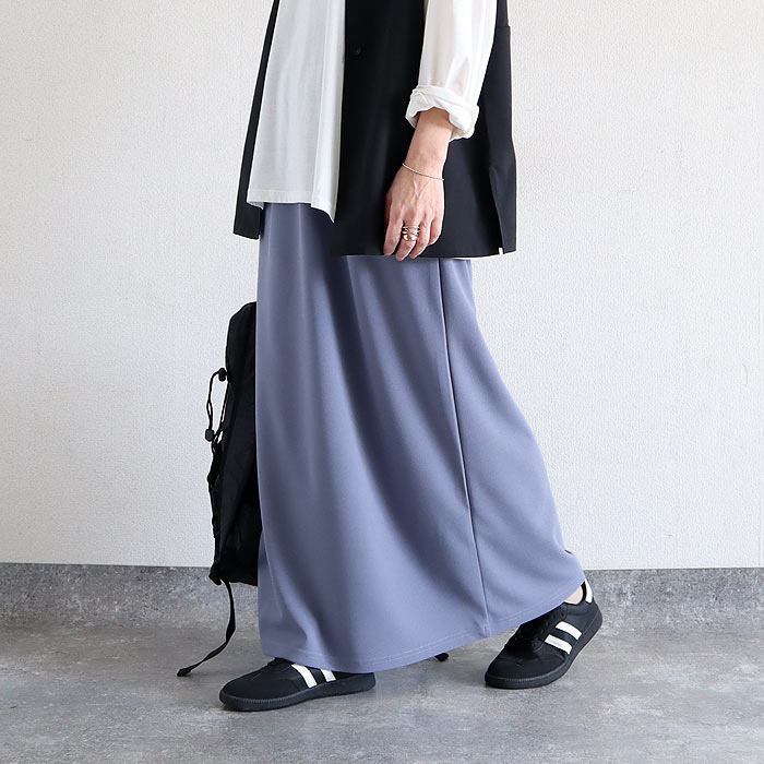 スカート レディース Iライン 春 夏 秋 黒 おしゃれ かわいい 無地 ウエストゴム ゆったり 楽ちん 伸びる ストレッチ ナロースカート ボトムス [郵3]^b523^ | uricca | 04