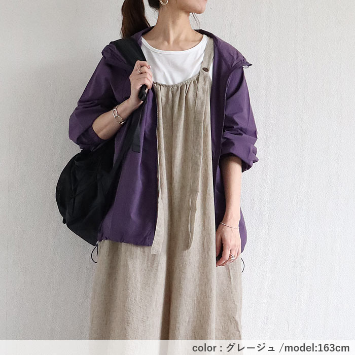 サロペット レディース ボトムス パンツ 大きめ ゆったり 麻っぽ 綿混 コットン混 春 夏 黒 おしゃれ [郵3]^b525^ | uricca | 16