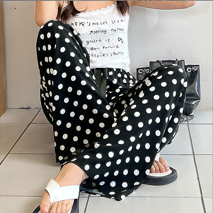 パンツ レディース ワイドパンツ イージーパンツ ボトムス リボン付き ウエストゴム 涼しい 総柄 花柄 無地 春 夏 黒 白 おしゃれ^b526^ | uricca | 03