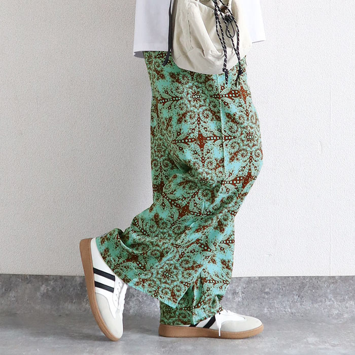パンツ レディース ワイドパンツ イージーパンツ ボトムス リボン付き ウエストゴム 涼しい 総柄 花柄 無地 春 夏 黒 白 おしゃれ^b526^ | uricca | 23