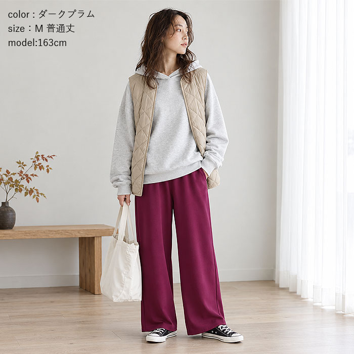 2691円 クーポンで！ パンツ ワイドパンツ ストレッチ 秋 冬 通年 レディース ジョーゼット ウエストゴム 無地 高身長 低身長 ボトムス 韓国 カジュアル ^b541^ | uricca | 29