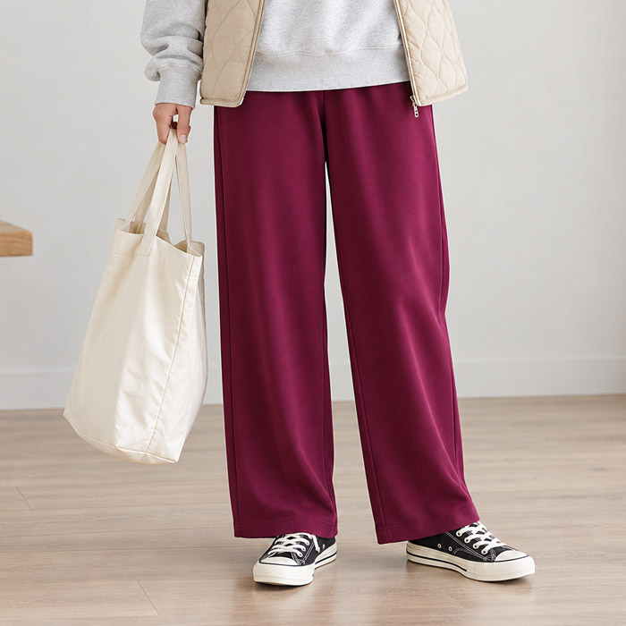 2691円 クーポンで！ パンツ ワイドパンツ ストレッチ 秋 冬 通年 レディース ジョーゼット ウエストゴム 無地 高身長 低身長 ボトムス 韓国 カジュアル ^b541^ | uricca | 13