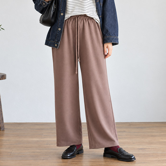 2691円 クーポンで！ パンツ ワイドパンツ ストレッチ 秋 冬 通年 レディース ジョーゼット ウエストゴム 無地 高身長 低身長 ボトムス 韓国 カジュアル ^b541^ | uricca | 11