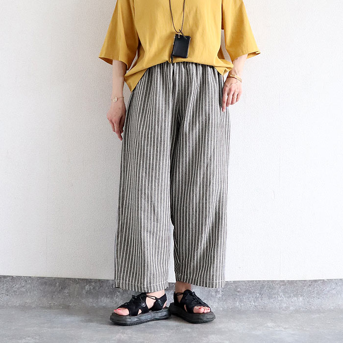 パンツ レディース 夏 ストライプ ワイドパンツ バルーン コクーン 柄 ギンガムチェック ゆったり 体型カバー ウエストゴム [郵2]^b543^【タイムセール】 | uricca | 03