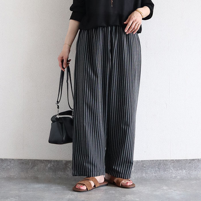 パンツ レディース 夏 ストライプ ワイドパンツ バルーン コクーン 柄 ギンガムチェック ゆったり 体型カバー ウエストゴム [郵2]^b543^【タイムセール】 | uricca | 02