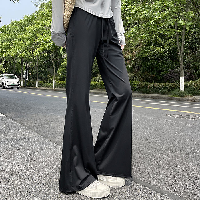 1992円 クーポンで！ パンツ レディース ボトムス 冷感 接触冷感 ひんやり ストレッチパンツ 伸縮性 細見え 体型カバー 夏 黒 おしゃれ^b544^ | uricca | 01