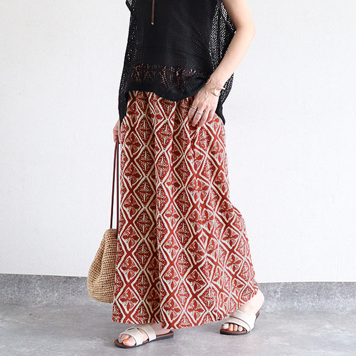 接触冷感 パンツ レディース ワイドパンツ スカンツ ボトムス 総柄 花柄 ドット ストライプ ウエストゴム 涼しい ゆったり おしゃれ ^b545^ | uricca | 06