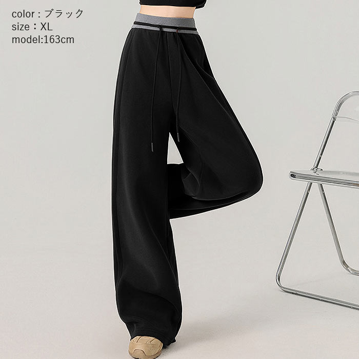 ボトムス レディース スウェットパンツ 春 秋 白 黒 おしゃれ 無地 コットン混 綿混 ワンポイント刺繍 ウエストゴム ポケット付 ^b546^ | uricca | 19