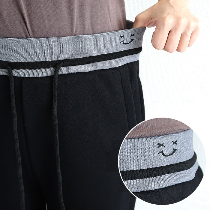 ボトムス レディース スウェットパンツ 春 秋 白 黒 おしゃれ 無地 コットン混 綿混 ワンポイント刺繍 ウエストゴム ポケット付 ^b546^ | uricca | 05