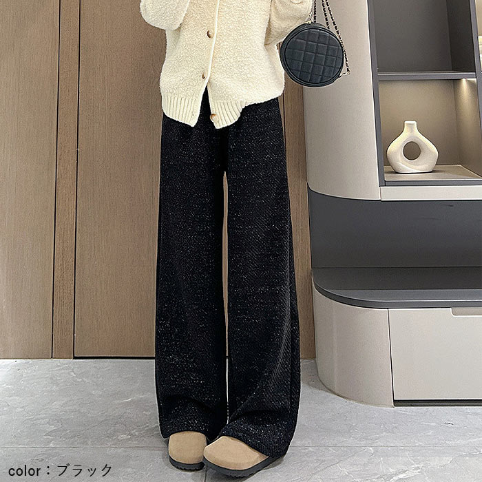 ボトムス レディース ワイドパンツ 裏ボア 秋 冬 白 黒 おしゃれ 総柄 ウエストゴム ゆったり 体型カバー ポケット付 極暖 暖か [郵3]^b547^ | uricca | 15