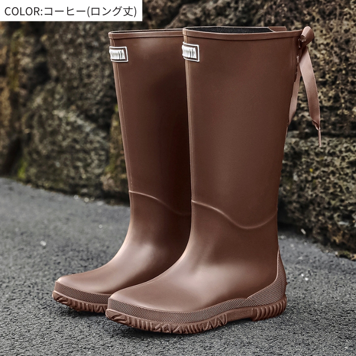 レインブーツ レディース レインシューズ リボン バックリボン付き ブーツ ショート ロング 丈 防水 長靴 雨 ^bm1023^ | uricca | 22
