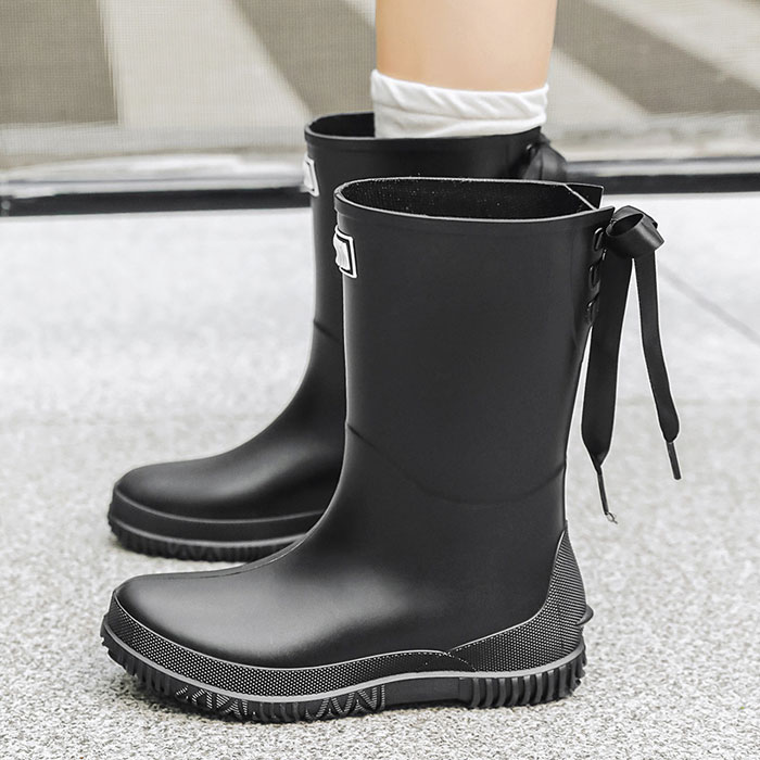 レインブーツ レディース レインシューズ リボン バックリボン付き ブーツ ショート ロング 丈 防水 長靴 雨 ^bm1023^ | uricca | 01