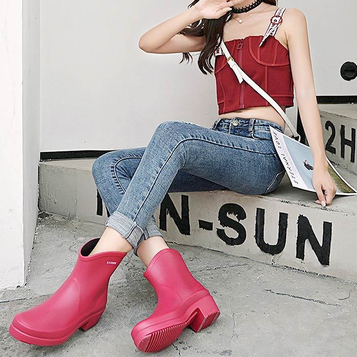 レインブーツ ブーツ レインシューズ レディース 春 夏 秋 冬 黒 おしゃれ ショート 防水 長靴 雨 雨靴 通勤 (送料無料)^bm1025^ | uricca | 07