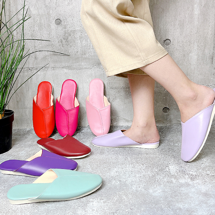 ルームシューズ メンズ スリッパ レディース サンダル 革 レザー 合皮 男女兼用 秋 (送料無料)[郵3]^bm1162^ | uricca | 08