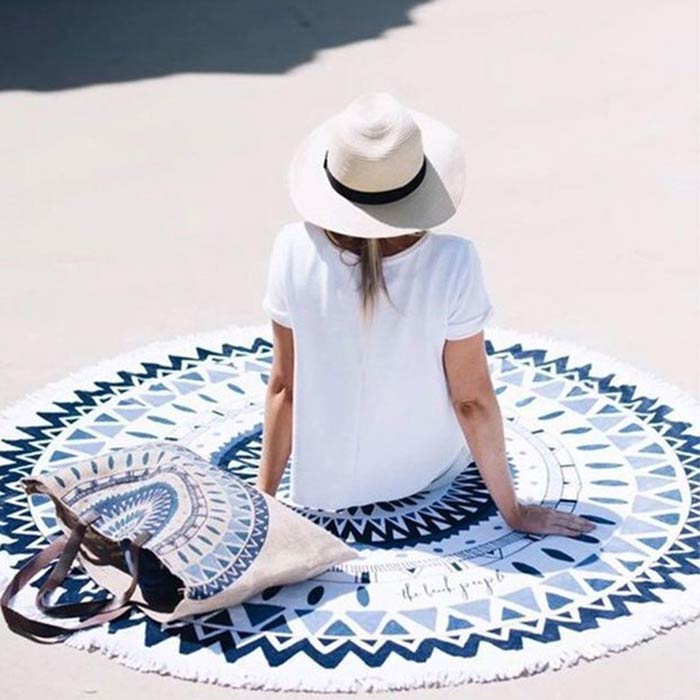 マルチカバー 円形 大判 150cm×150cm ビーチタオル 丸 アウトドア 海 海水浴 ピクニック レジャーシート ビーチマット ラグ ヨガ マット [郵3]^bm1252^ | uricca | 19