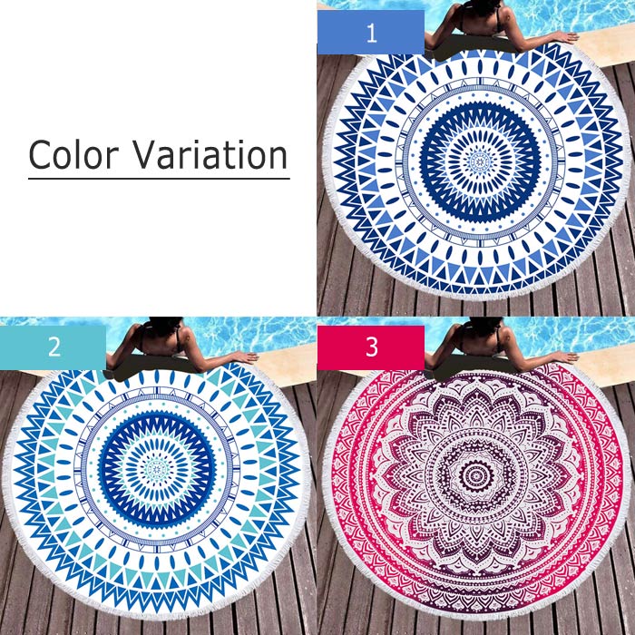 マルチカバー 円形 大判 150cm×150cm ビーチタオル 丸 アウトドア 海 海水浴 ピクニック レジャーシート ビーチマット ラグ ヨガ マット [郵3]^bm1252^ | uricca | 14