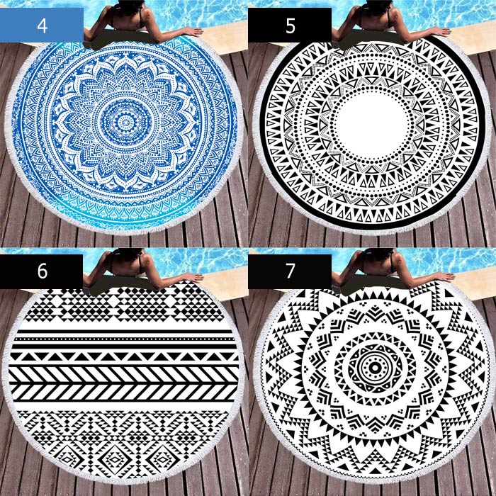 マルチカバー 円形 大判 150cm×150cm ビーチタオル 丸 アウトドア 海 海水浴 ピクニック レジャーシート ビーチマット ラグ ヨガ マット [郵3]^bm1252^ | uricca | 15