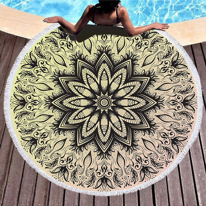 マルチカバー 円形 大判 150cm×150cm ビーチタオル 丸 アウトドア 海 海水浴 ピクニック レジャーシート ビーチマット ラグ ヨガ マット [郵3]^bm1252^ | uricca | 05