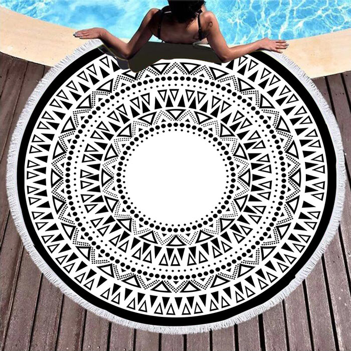 マルチカバー 円形 大判 150cm×150cm ビーチタオル 丸 アウトドア 海 海水浴 ピクニック レジャーシート ビーチマット ラグ ヨガ マット [郵3]^bm1252^ | uricca | 09