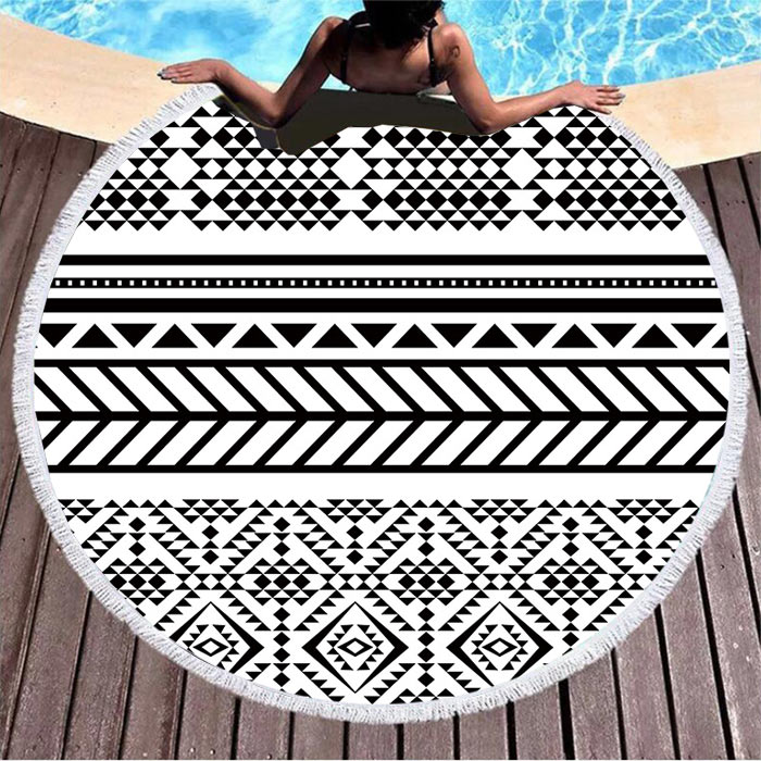 マルチカバー 円形 大判 150cm×150cm ビーチタオル 丸 アウトドア 海 海水浴 ピクニック レジャーシート ビーチマット ラグ ヨガ マット [郵3]^bm1252^ | uricca | 03