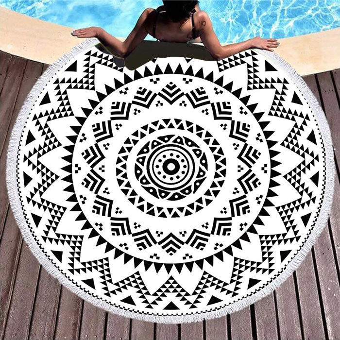 マルチカバー 円形 大判 150cm×150cm ビーチタオル 丸 アウトドア 海 海水浴 ピクニック レジャーシート ビーチマット ラグ ヨガ マット [郵3]^bm1252^ | uricca | 06