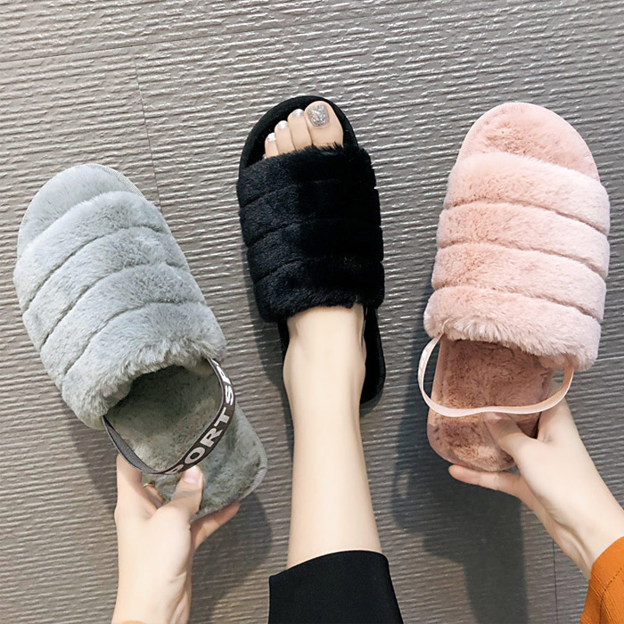 サンダル ルームシューズ レディース 秋 冬 黒 おしゃれ ボア ファー ゴム 歩きやすい あったか 防寒 冷え防止 [郵3]^bm1287^ | uricca | 08